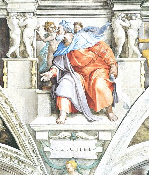 Michelangelo Buonarroti Sixtinische Kapelle Sibyllen und Propheten Der Prophet Ezechiel Wandbild