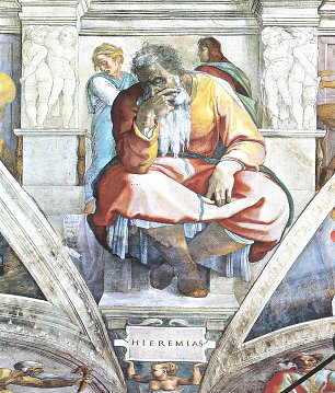 Michelangelo Buonarroti Sixtinische Kapelle Sibyllen und Propheten Der Prophet Jeremias Wandbild