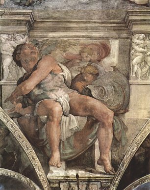 Michelangelo Buonarroti Sixtinische Kapelle Sibyllen und Propheten Der Prophet Jonas Wandbild