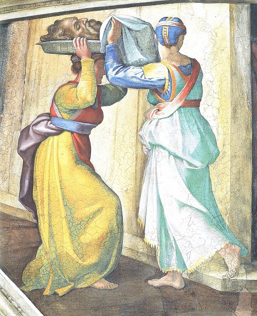 Michelangelo Buonarroti Sixtinische Kapelle Szenen aus dem alten Testament Judith und Holofernes Detail Wandbild