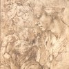 Michelangelo-Buonarroti-Studienblatt-Madonna-und-Figuren
