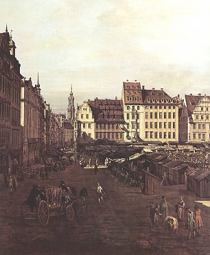 Canaletto II Ansicht von Dresden Der Altmarkt Detail Wandbild