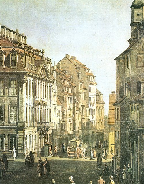 Canaletto II Das Palais Vitizthum Rutkowski die Kreuzgasse und das Langhaus der Kreuzkirche Wandbild