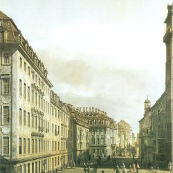 Canaletto-II-Die-Kreuzgasse-mit-Buergerhaeusern-und-Palais-Vitzthum-Rutowski