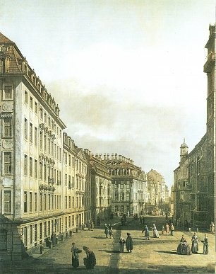 Canaletto II Die Kreuzgasse mit Buergerhaeusern und Palais Vitzthum Rutowski Wandbild
