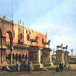 Canaletto-Capriccio-die-Pferde-von-S-marco-auf-der-Piazzetta