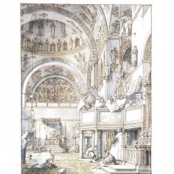 Canaletto-Das-innere-der-Markuskirche-Vierung-und-noerdliches-Querhaus-mit-Saengerchor