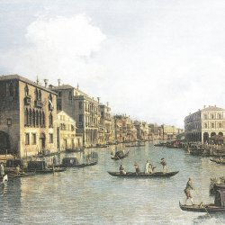 Canaletto-Der-Canal-Grande-mit-Blick-in-suedoestlicher-Richtung-auf-die-Rialtobruecke