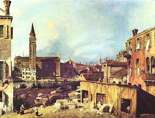 Canaletto Hof der Steinmetzwerkstatt Wandbild