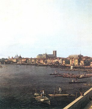 Canaletto London Themse von der Terasse des Somerset House aus gesehen im Hintergrund die Westminster Bruecke Detail Wandbild