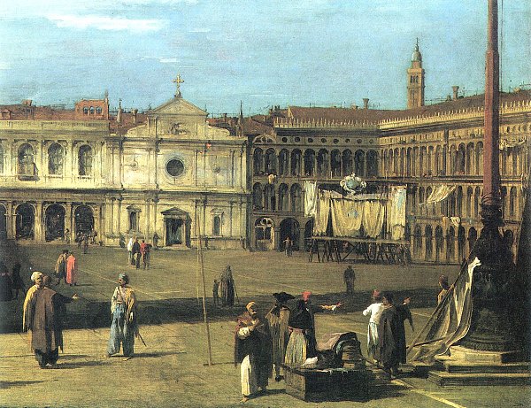 Canaletto Piazza di S Marco Blick zur Kirche S Geminiano Detail Wandbild