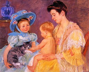 Mary Cassatt Children Playing with a Cat Wandbild