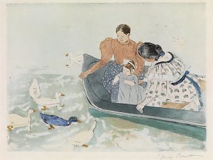 Mary Cassatt Feeding the ducks Wandbild