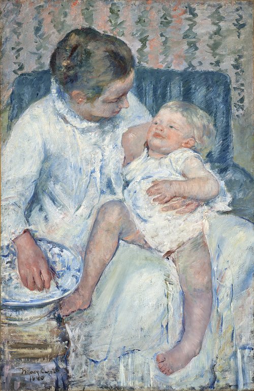 Mary Cassatt Mother About to Wash Her Sleepy Child Wandbild