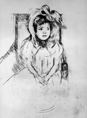 Mary Cassatt little girl with cap sun Wandbild