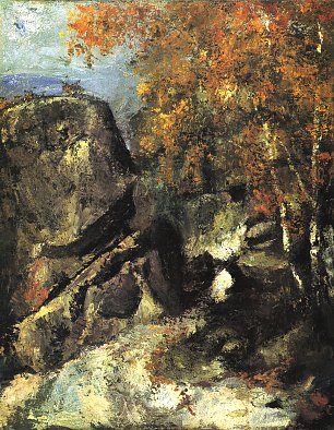 Paul Cezanne Felsen im Wald von Fontainebleau Wandbild