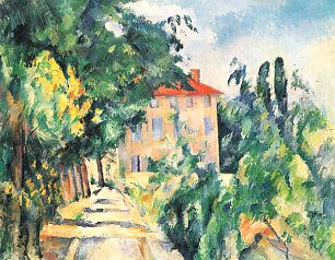 Paul Cezanne Haus mit rotem Dach Wandbild