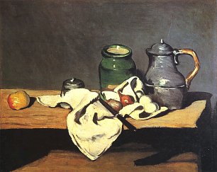 Paul Cezanne Stillleben mit gruenem Gefaess und Zinnkessel Wandbild