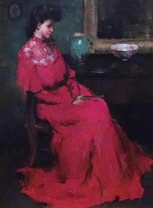 William Merritt Chase hawthorne girl in red Wandbild