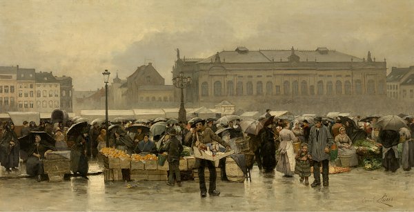 Emile Claus De markt voor de schouwburg in Antwerpen Wandbild