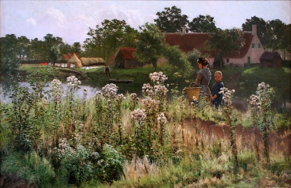 Emile Claus The river Lys at Astene Wandbild