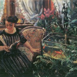 Lovis-Corinth-Dame-am-Goldfischbassin