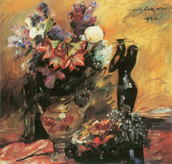 Lovis Corinth Kalla und Flieder mit Bronzefigur Wandbild