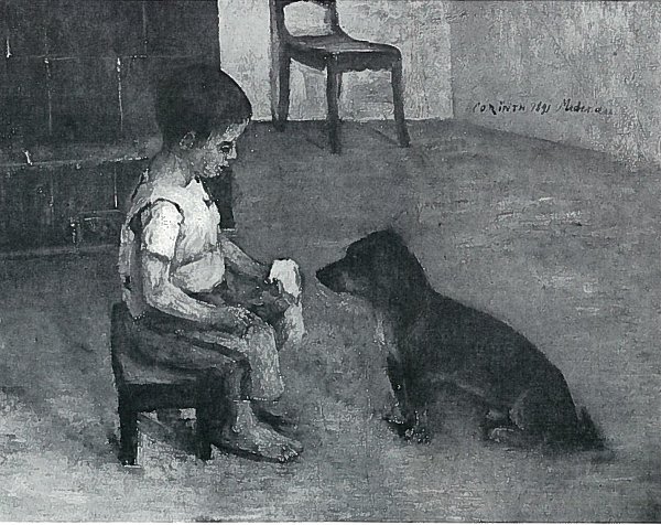 Lovis Corinth Kind mit Butterbrot und Hund Wandbild