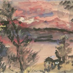 Lovis-Corinth-Rosa-Wolken-Walchensee