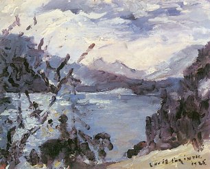 Lovis Corinth Walchensee mit Bergkette und Uferhang Wandbild