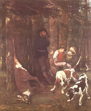 Gustave Courbet Die Beute Jagd mit Hunden Wandbild
