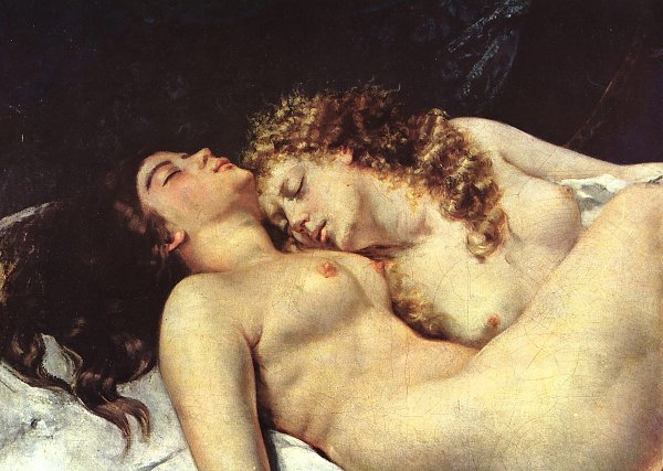 Gustave Courbet Die Schlaeferinnen Traegheit und Wollust Detail Wandbild