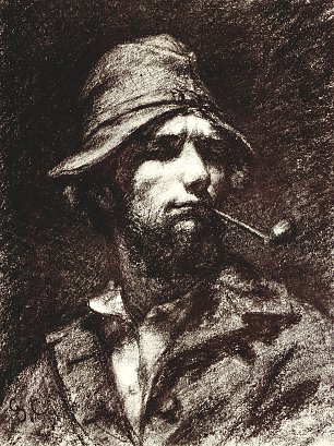 Gustave Courbet SelbstPortrait Der Mann mit der Pfeife Wandbild