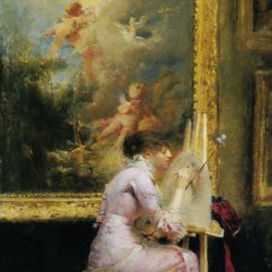 Pascal-Adolphe-Dagnan-Bouveret-The-pretty-artist-at-the-museum