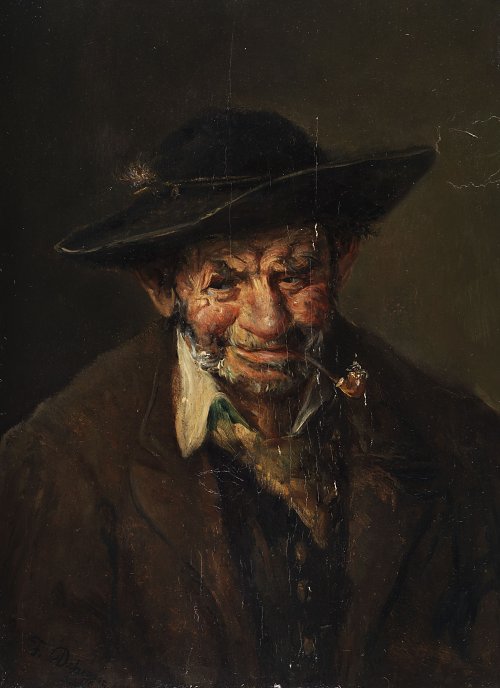 Franz Defregger Brustbild eines alten Bauern Wandbild