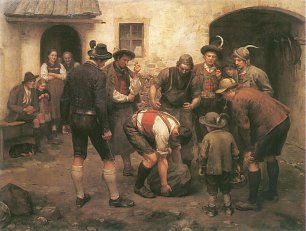 Franz Defregger Die Kraftprobe Wandbild