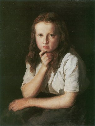 Franz Defregger Frau des Malers Anna als 12jaehriges Maedchen Wandbild