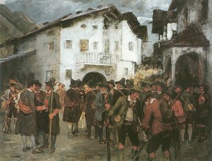 Franz Defregger Treffen zum Aufstand Wandbild