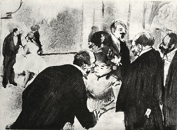 Edgar Degas Konversation im Foyer Wandbild