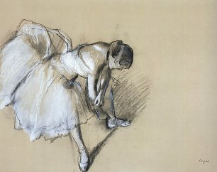 Edgar Degas Sitzende Taenzerin ihr Schuhband knuepfend Wandbild
