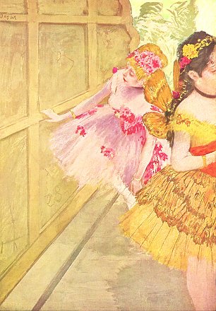 Edgar Degas Taenzerinnen hinter einer Kulisse Wandbild