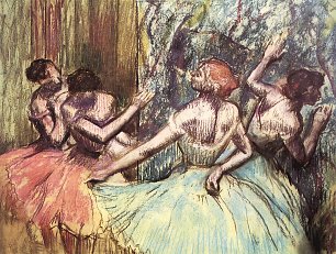 Edgar Degas Vier Taenzerinnen hinter den Kulissen 2 Wandbild