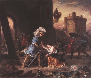 Eugene Delacroix Amadis de Gaula befreit ein junges Maedchen aus Galpans Schloss Wandbild