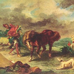 Eugene-Delacroix-Der-Marokkaner-und-sein-Pferd