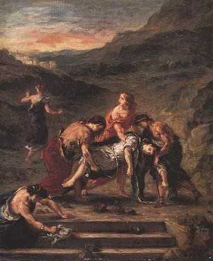 Eugene Delacroix Der heilige Stephanus wird von seinen Juengern weggetragen Wandbild