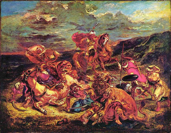 Eugene Delacroix Loewenjagd 1 Wandbild