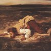 Eugene-Delacroix-Toedlich-verwundeter-Raeuber-kriecht-zu-einem-GEwaesser