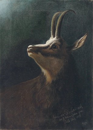 Karl Wilhelm Diefenbach Kopf einer Gemse Wandbild