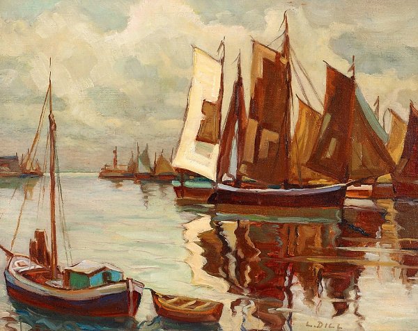 Ludwig Dill Boote am Hafen Wandbild