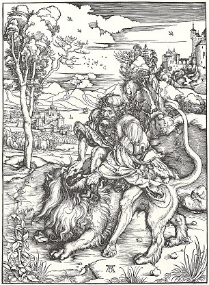 Albrecht Duerer Simon zerreisst den Loewen Wandbild